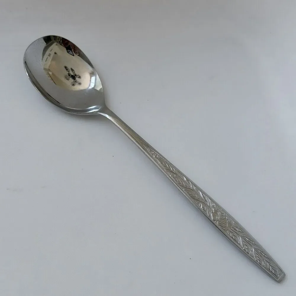 9pc Granada Rose and Leaves Flatware Set Stainless Textured Handle Japan Rare